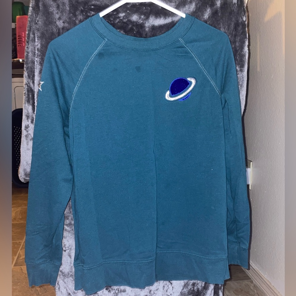 SMALL | Old Navy | Teal Celestial Patch Sweater